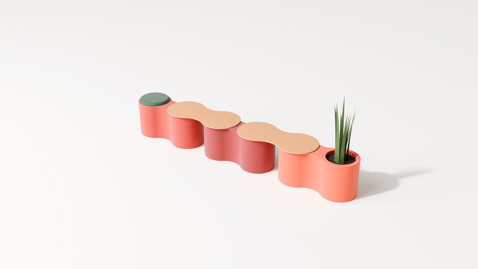 Flowik en línea: banco con mesas y jardinera