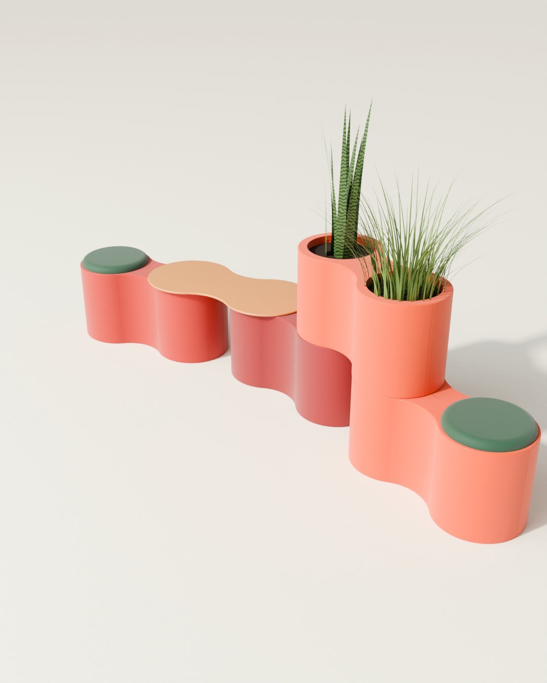 Flowik: jardinera, asiento y mesa